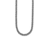 Rhodium Over Sterling Silver 7.5mm Hollow Byzantine 16 inch Necklace