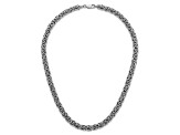 Rhodium Over Sterling Silver 7.5mm Hollow Byzantine 16 inch Necklace