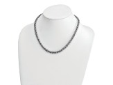 Rhodium Over Sterling Silver 7.5mm Hollow Byzantine 18 inch Necklace