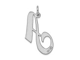 Rhodium Over Sterling Silver Fancy Script Letter A Initial Charm