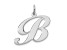 Rhodium Over Sterling Silver Fancy Script Letter B Initial Charm
