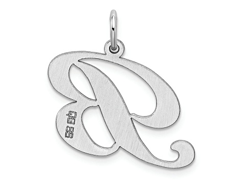 Rhodium Over Sterling Silver Fancy Script Letter B Initial Charm