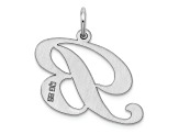 Rhodium Over Sterling Silver Fancy Script Letter B Initial Charm