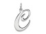 Rhodium Over Sterling Silver Fancy Script Letter C Initial Charm