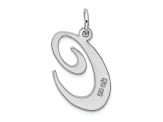 Rhodium Over Sterling Silver Fancy Script Letter C Initial Charm