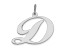 Rhodium Over Sterling Silver Fancy Script Letter D Initial Charm