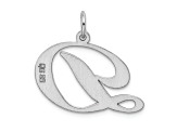 Rhodium Over Sterling Silver Fancy Script Letter D Initial Charm