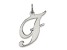 Rhodium Over Sterling Silver Fancy Script Letter F Initial Charm