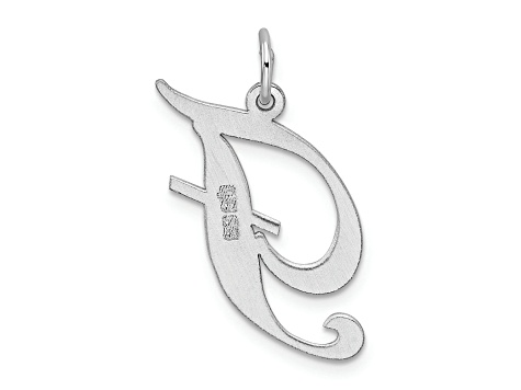 Rhodium Over Sterling Silver Fancy Script Letter F Initial Charm
