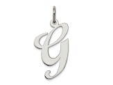 Rhodium Over Sterling Silver Fancy Script Letter G Initial Charm