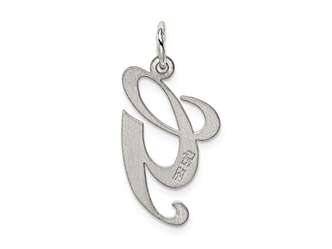 Rhodium Over Sterling Silver Fancy Script Letter G Initial Charm