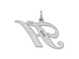 Rhodium Over Sterling Silver Fancy Script Letter H Initial Charm