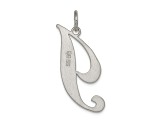 Rhodium Over Sterling Silver Fancy Script Letter I Initial Charm