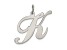 Rhodium Over Sterling Silver Fancy Script Letter K Initial Charm