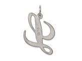 Rhodium Over Sterling Silver Fancy Script Letter L Initial Charm