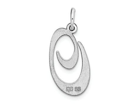 Rhodium Over Sterling Silver Fancy Script Letter O Initial Charm