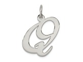 Rhodium Over Sterling Silver Fancy Script Letter Q Initial Charm