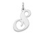 Rhodium Over Sterling Silver Fancy Script Letter S Initial Charm