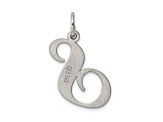 Rhodium Over Sterling Silver Fancy Script Letter S Initial Charm