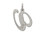 Rhodium Over Sterling Silver Fancy Script Letter V Initial Charm