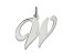 Rhodium Over Sterling Silver Fancy Script Letter W Initial Charm