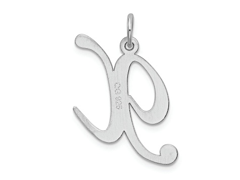 Rhodium Over Sterling Silver Fancy Script Letter X Initial Charm ...