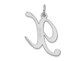 Rhodium Over Sterling Silver Fancy Script Letter X Initial Charm