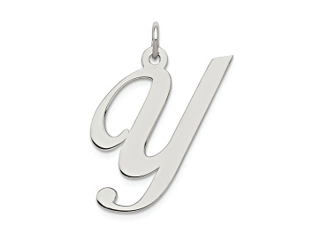 Picture of Rhodium Over Sterling Silver Fancy Script Letter Y Initial Charm