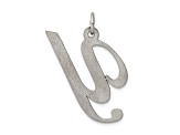 Rhodium Over Sterling Silver Fancy Script Letter Y Initial Charm