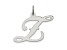 Rhodium Over Sterling Silver Fancy Script Letter Z Initial Charm