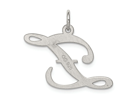 Rhodium Over Sterling Silver Fancy Script Letter Z Initial Charm