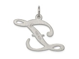 Rhodium Over Sterling Silver Fancy Script Letter Z Initial Charm