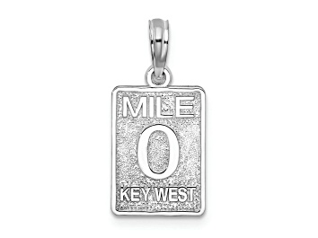Picture of Rhodium Over Sterling Silver Polished 0 Mile Marker Key West Pendant