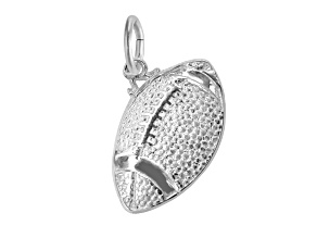 Rhodium Over Sterling Silver Football Measures Approx 11.94mm x 20.07mm