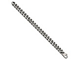 Ruthenium Over Sterling Silver Antiqued Brushed Curb Link Bracelet