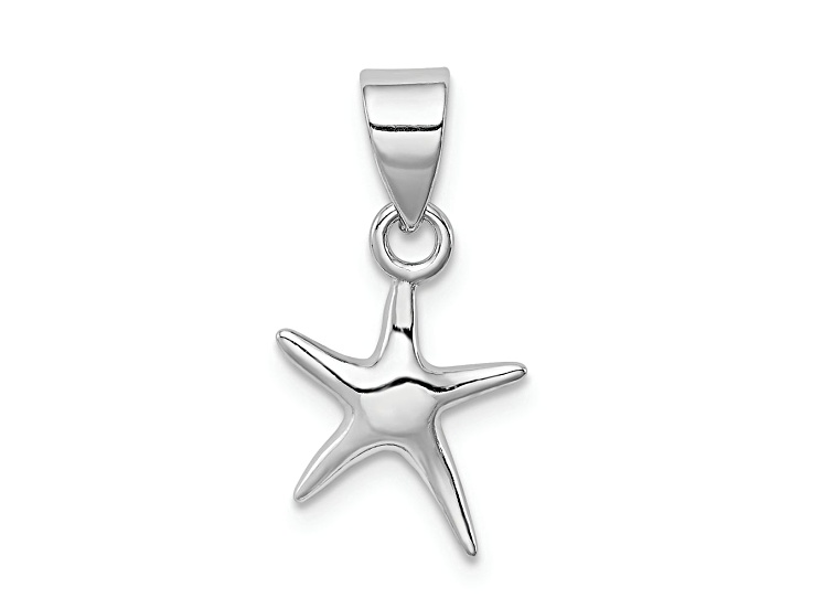 Rhodium Over Sterling Silver Starfish Pendant