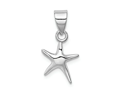 Rhodium Over Sterling Silver Starfish Pendant