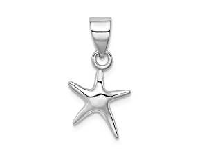 Rhodium Over Sterling Silver Starfish Pendant