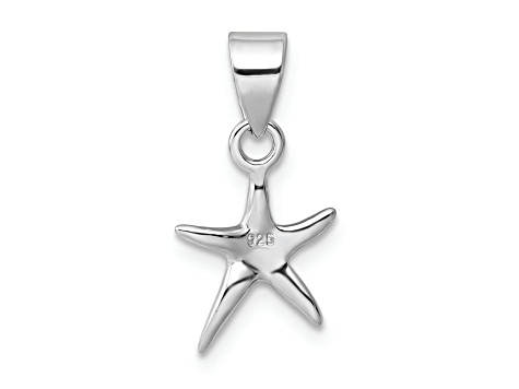 Rhodium Over Sterling Silver Starfish Pendant