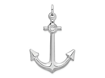 Picture of Rhodium Over Sterling Silver Polished Anchor Charm