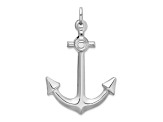 Rhodium Over Sterling Silver Polished Anchor Charm