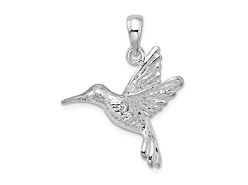 Picture of Rhodium Over Sterling Silver Polished Hummingbird Pendant