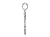Rhodium Over Sterling Silver Polished and Textured Anchor with Rope Pendant