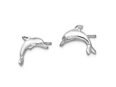 Rhodium Over Sterling Silver Polished Dolphin Post Earrings