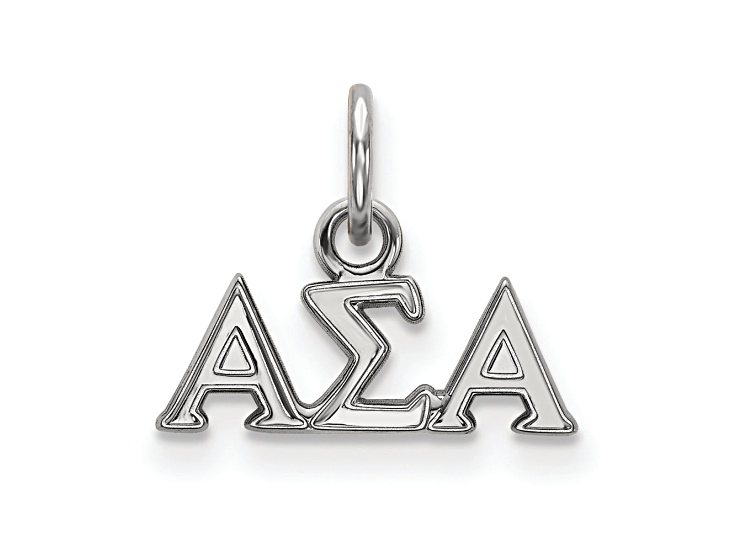 Rhodium Over Sterling Silver LogoArt Alpha Sigma Alpha Extra Small Pendant