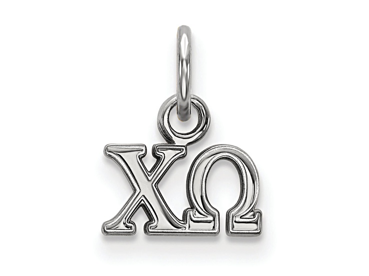 Rhodium Over Sterling Silver LogoArt Chi Omega Extra Small Pendant
