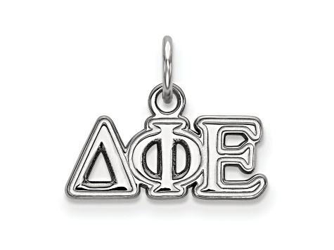 Rhodium Over Sterling Silver LogoArt Delta Phi Epsilon Extra Small Pendant