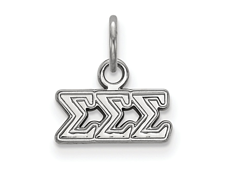 Rhodium Over Sterling Silver LogoArt Sigma Sigma Sigma Extra Small Pendant