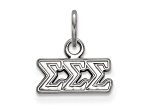 Rhodium Over Sterling Silver LogoArt Sigma Sigma Sigma Extra Small Pendant