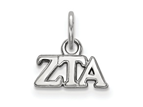 Rhodium Over Sterling Silver LogoArt Zeta Tau Alpha Extra Small Pendant